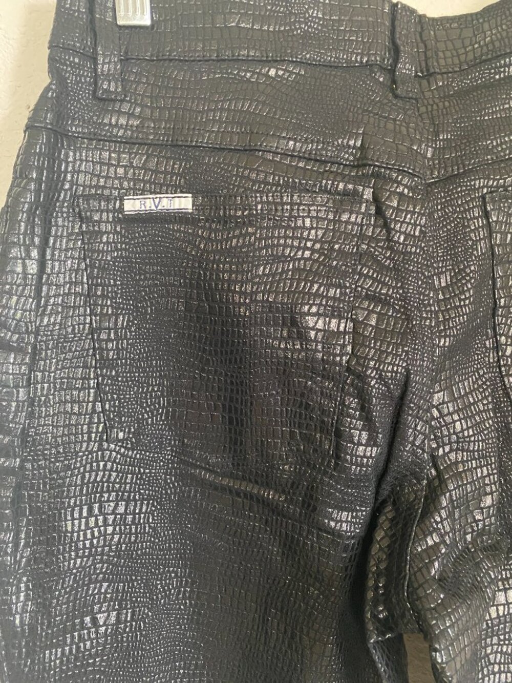 NWT R.V.T. Jeans Black Snakeskin Flare Pants 90s Y2k Excellent 13/14 - Picture 9 of 9